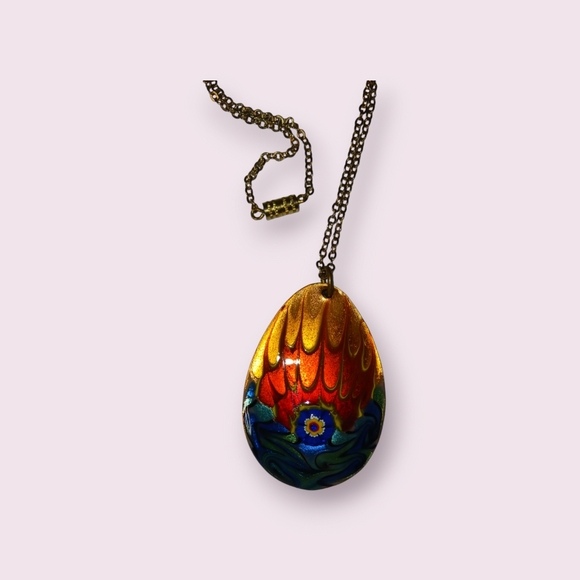 Fused Glass Art Glass Pendant Dichroic 16" Necklace - Picture 7 of 16